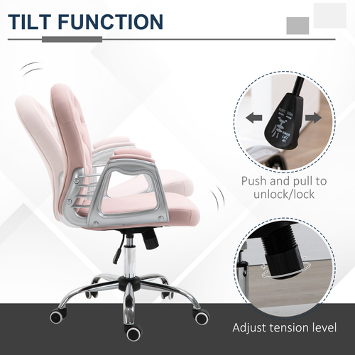 Velvet Office Chair – Adjustable Swivel Design with Diamante Tufted Back - Samanta Factory