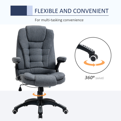 High Back Office Chair – Linen Upholstery with Recline & Adjustable Height - Samanta Factory