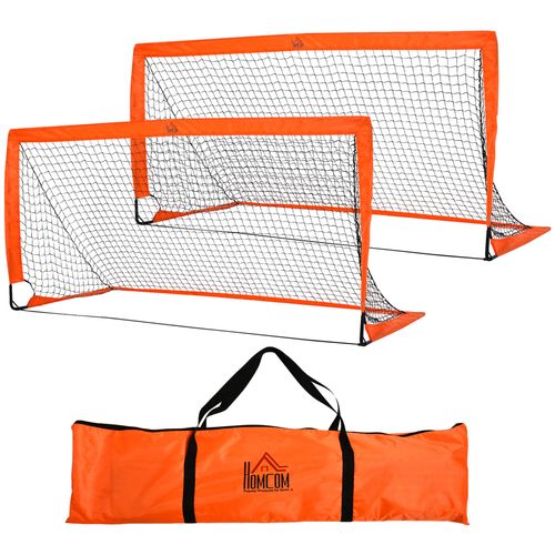  Portable soccer goal set with powder-coated steel frame and PE net