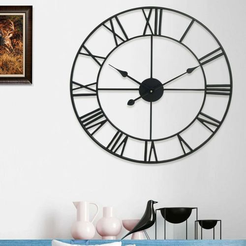Roman Wall Clock – Large 78cm Metal Open-Back Design - Samanta Factory