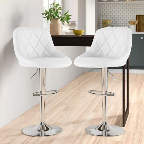 Bar Stools – Height Adjustable Leather Seat with 360° Swivel & Chrome Base - Samanta Factory
