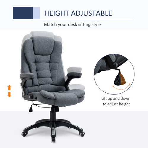 High Back Office Chair – Linen Upholstery with Recline & Adjustable Height - Samanta Factory