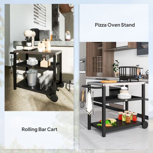 Outdoor BBQ Prep Table – Stainless Steel Worktop with Storage & Wheels - Samanta Factory