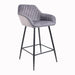 Velvet Bar Stools Set of 2 – Diamond Quilted Design with Arm & Foot Rests - Samanta Factory