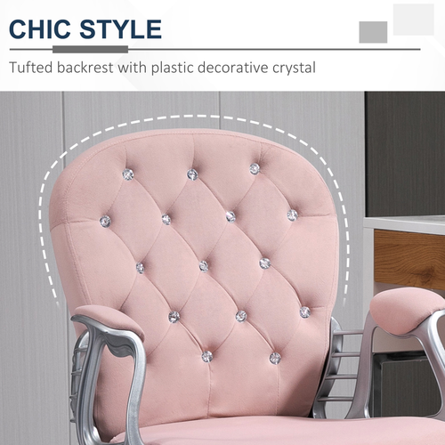 Velvet Office Chair – Adjustable Swivel Design with Diamante Tufted Back - Samanta Factory