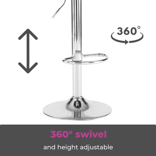 Bar Stools – Height Adjustable Leather Seat with 360° Swivel & Chrome Base - Samanta Factory
