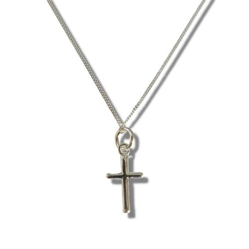Sterling silver mini cross necklace in black gift box – perfect Christening or Communion gift for girls or women

