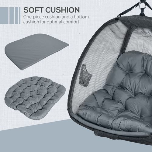 Two-Seater Egg Swing Chair – Large Hanging Basket with Cushion for Garden & Balcony - Samanta Factory