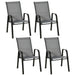 Set of four stackable outdoor mesh garden chairs with high backs and metal frame