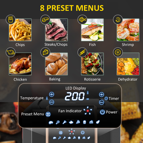 6.5L Digital Air Fryer – 8 Preset Modes with Adjustable Temperature & Non-Stick Basket - Samanta Factory