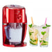 Retro red ice crusher with fine and coarse settings, automatic stirrer, and BPA-free jug for slushies and cocktails.