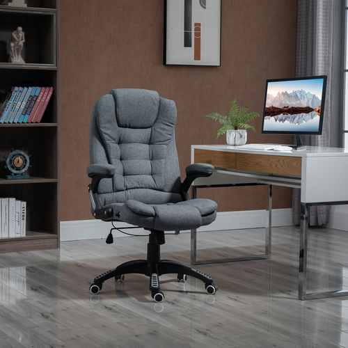 High Back Office Chair – Linen Upholstery with Recline & Adjustable Height - Samanta Factory