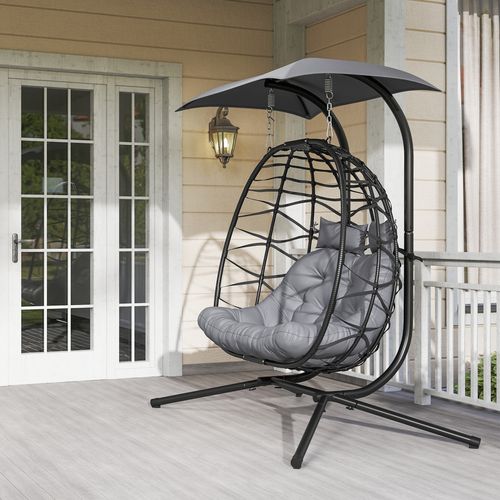 Double Rattan Swing Chair – Weather-Resistant Hanging Egg Seat for Two - Samanta Factory