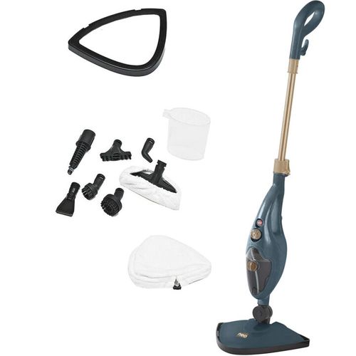 2-in-1 steam mop with accessories and ergonomic handle for multi-surface cleaning

