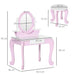 Kids Dressing Table with Mirror and Stool with Drawer for 3-6 Years Old, Pink - Samanta Factory